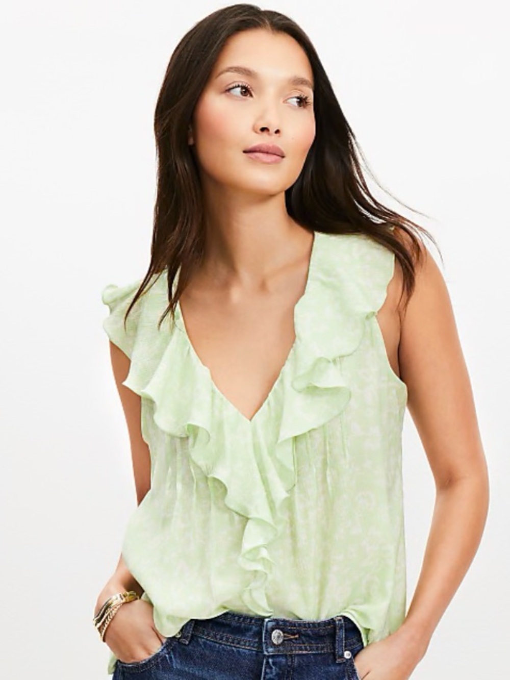 Loft Garden Pleated Ruffle Shell Size S